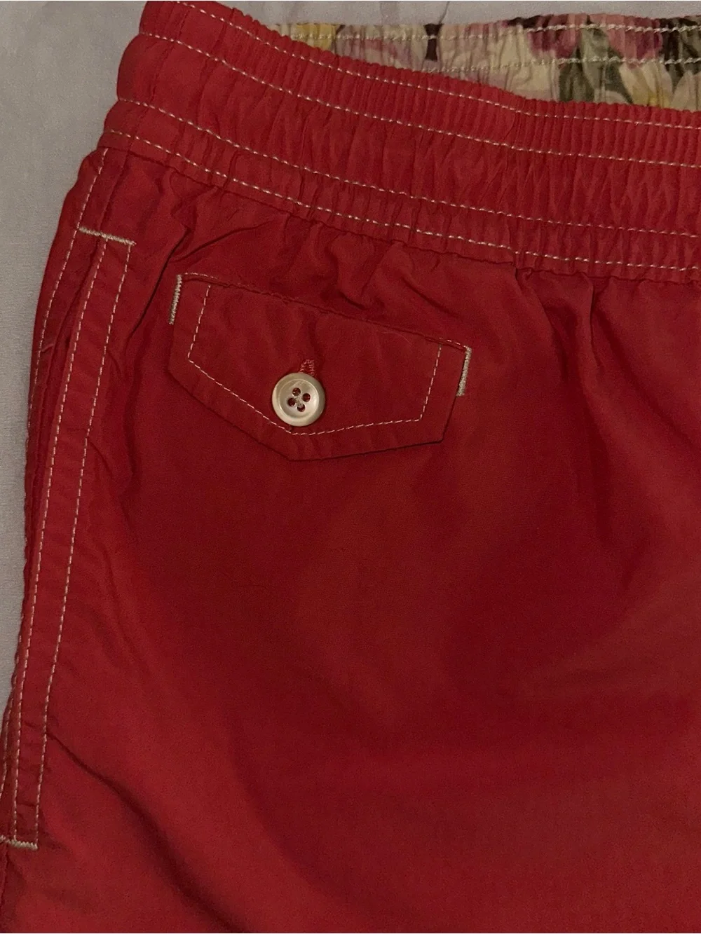 Vintage 90s Polo Ralph Lauren Swim Trunks Red Floral Waistband Shorts Mens XL
